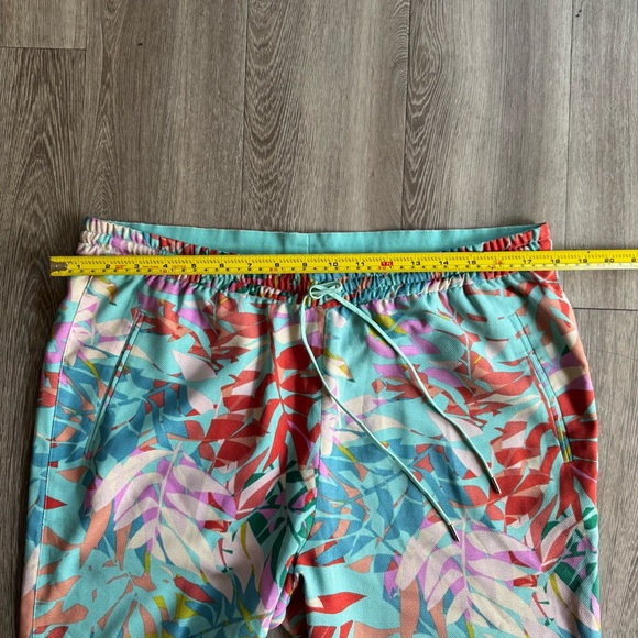 BCBGMaxAzria Teal and Pink Patterned Summer Boho oversized Pants Size L - Picture 7 of 10